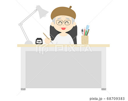 ベレー帽をかぶった男性の漫画家のイラストのイラスト素材 ベレー帽をかぶった男性の漫画家のイラストのイラスト素材