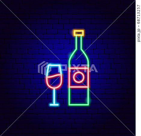 Wine Bottle and Glass Neon Sign Wine Bottle and Glass Neon Sign 68713257