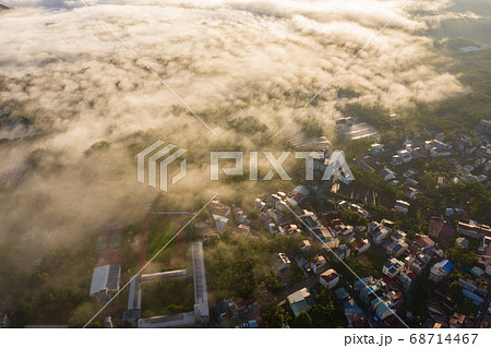 morning cloudy landscape with mist morning cloudy landscape with mist 68714467