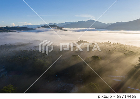 morning cloudy landscape with mist morning cloudy landscape with mist 68714468