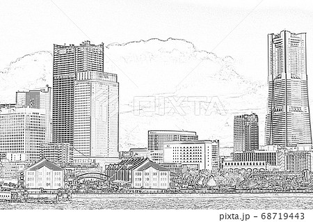 都市風景 横浜 みなとみらい スケッチ のイラスト素材 都市風景 横浜 みなとみらい スケッチ のイラスト素材
