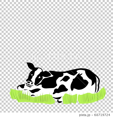 寝る牛のイラストのイラスト素材
