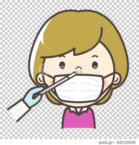 Girl performing a PCR test (influenza test) antibody test Girl performing a PCR test (influenza test) antibody test 68720000
