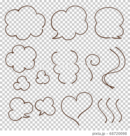 湯気 煙の線画セットのイラスト素材