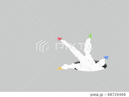 穴から飛んできた紙飛行機【ペーパークラフト】 68720406