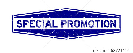 Grunge blue special promotion word hexagon rubber seal stamp on white background 68721116