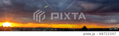 Very beautiful sunset in the city or village. Very beautiful sunset in the city or village. 68722347