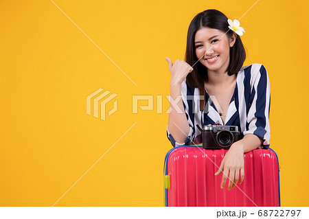 Tourist woman in summer casual clothes.Asian Tourist woman in summer casual clothes.Asian 68722797
