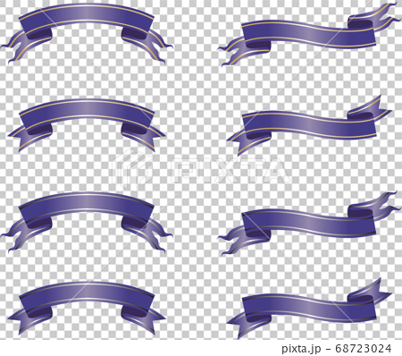 ハロウィン ゴシック 紫 リボンテープ イラスト素材セットのイラスト素材