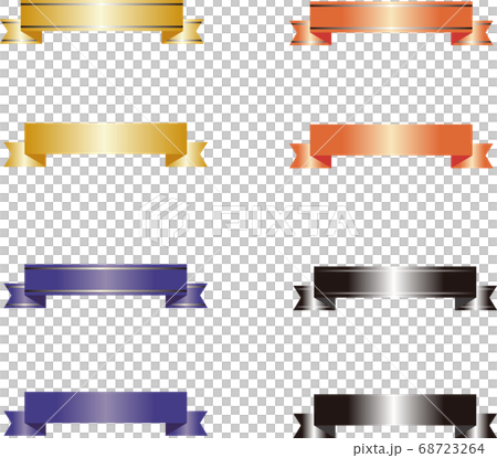 ハロウィン　秋　ゴシック　リボンテープ　イラスト素材セット 68723264