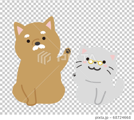 仲良しの老犬と老猫のベクターイラストレーション 68724668