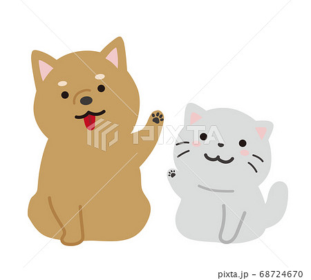 仲良しの犬と猫のベクターイラストレーションのイラスト素材