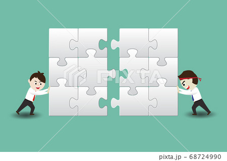 Teamwork, businessmen assembling pieces of a 68724990