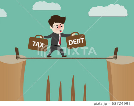 Businessman walks tightrope with tax and debt 68724992