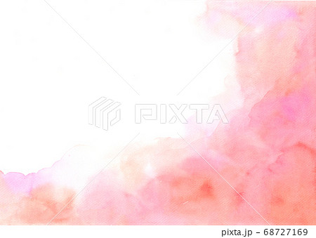 Hand painted abstract orange and pink watercolor on white background. 68727169