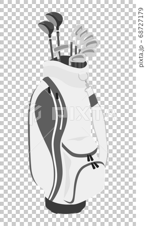 ゴルフ場に持っていく白色のキャディバッグのイラスト。 68727179