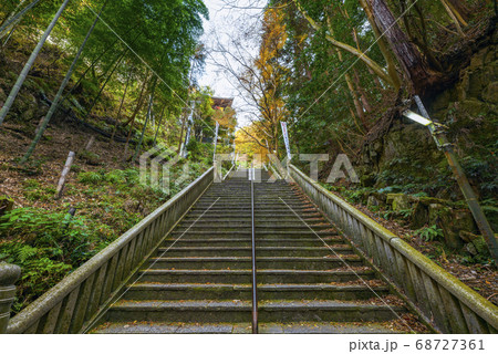 京都市左京区　狸谷山不動院の本堂への階段 68727361