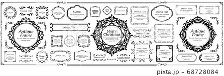 クリスマスのフレームセット、リースのデザイン、オーナメントや装飾デザイン クリスマスのフレームセット、リースのデザイン、オーナメントや装飾デザイン 68728084