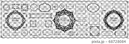 クリスマスのフレームセット、リースのデザイン、オーナメントや装飾デザイン クリスマスのフレームセット、リースのデザイン、オーナメントや装飾デザイン 68728084