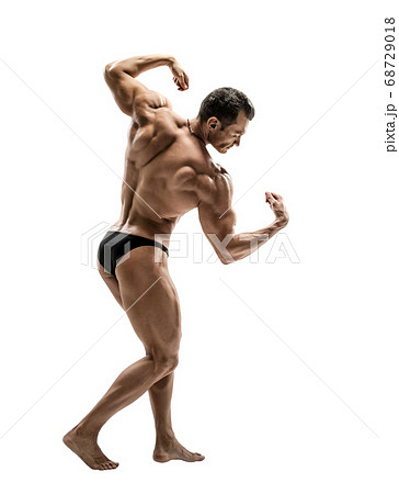 man - bodybuilder pose on white background - Stock Photo [68729018] - PIXTA