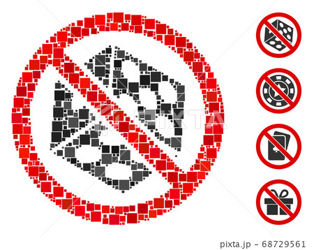 Square No Dice Gambling Icon Vector Collage 68729561