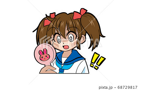 マスクの日焼けに驚く、ツインテールでセーラー服の女の子 マスクの日焼けに驚く、ツインテールでセーラー服の女の子 68729817