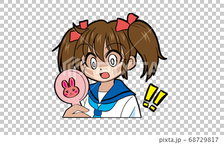 マスクの日焼けに驚く、ツインテールでセーラー服の女の子 マスクの日焼けに驚く、ツインテールでセーラー服の女の子 68729817