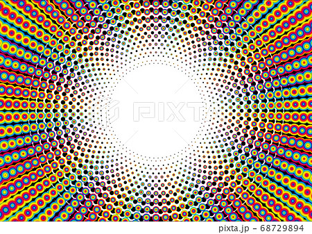 カラフルなドットの放射　フレーム 68729894