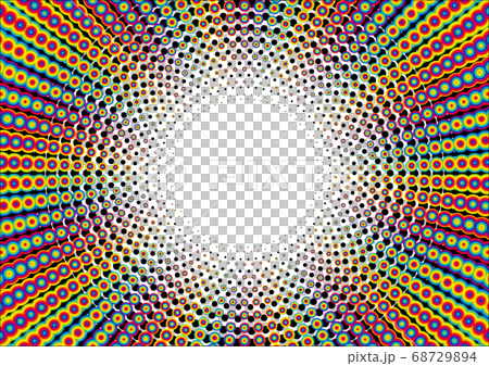 カラフルなドットの放射　フレーム 68729894