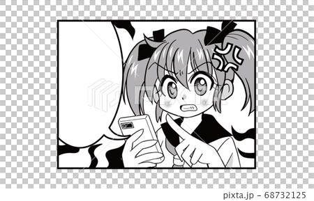 スマートフォンを使っているツインテールでセーラー服の女の子のマンガ スマートフォンを使っているツインテールでセーラー服の女の子のマンガ 68732125