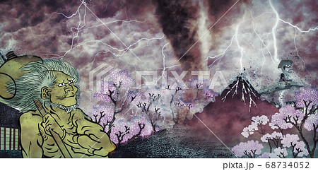 和風コラージュ その22 嵐バージョンのイラスト素材