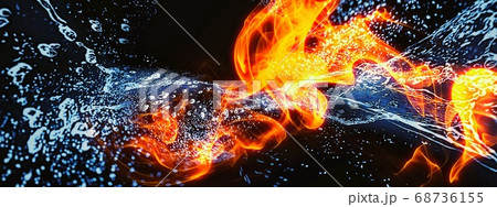 火と水が合わさった抽象的な背景 火と水が合わさった抽象的な背景 68736155