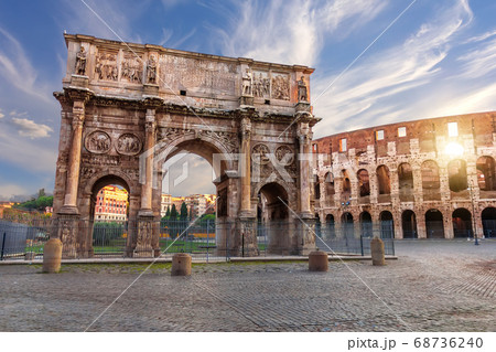 The Arch of Constantine and the Coliseum in Rome, Italy The Arch of Constantine and the Coliseum in Rome, Italy 68736240