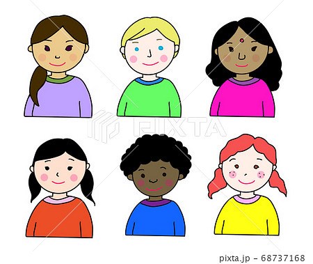 世界の様々な人種の子どもたちのイラスト素材