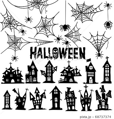 Castle and spider web  Halloween . House and 68737374