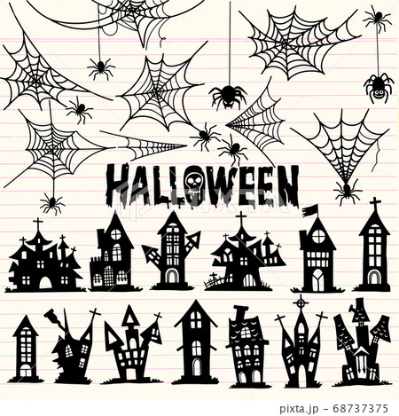 Castle and spider web  Halloween . House and 68737375