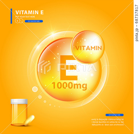 Vitamin E gold shining pill capsule. skin care complex concept. 68737817