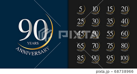Silver and golden anniversary celebration emblem design. 68738966