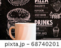 White cup drink on black background. Hot beverage 68740201