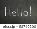 Greeting chalk hello white text on black 68740208