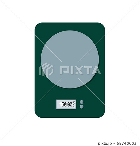 Electric scales illustration. Dark green weigher isolated on white background. 68740603