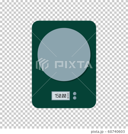 Electric scales illustration. Dark green weigher isolated on white background. 68740603
