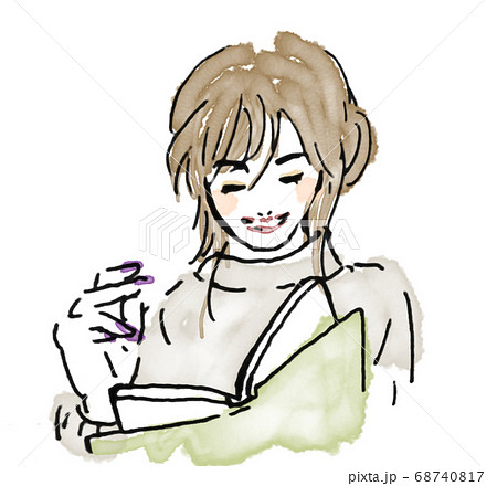 読書をする女性のイラスト素材