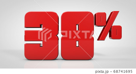 38% red text isolated on white background, 3d render illustration 68741695