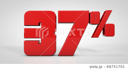 37% red text isolated on white background, 3d render illustration	 68741701