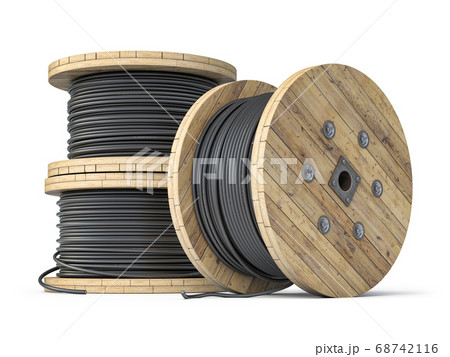 Wire electric cable on wooden coil or spool Wire electric cable on wooden coil or spool 68742116