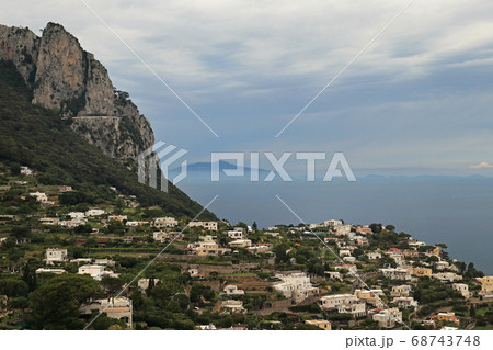View from Capri to the Gulf of Naples and Ischia island 68743748