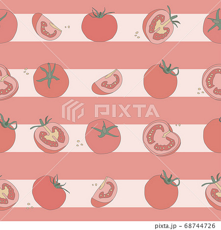 Tomatoes Vector Seamless Pattern Whole And のイラスト素材