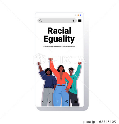 african american people activists holding raised up hands racial equality social justice stop discrimination 68745105