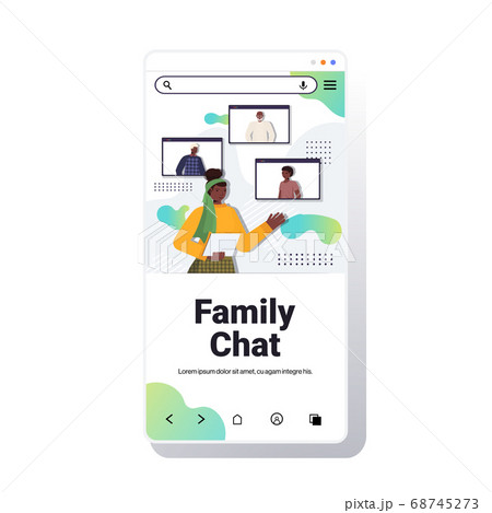 african american woman having virtual meeting with family members during video call online communication 68745273